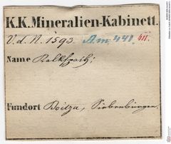 Etiketten zu Calcit (NHMW-MIN-Am441)